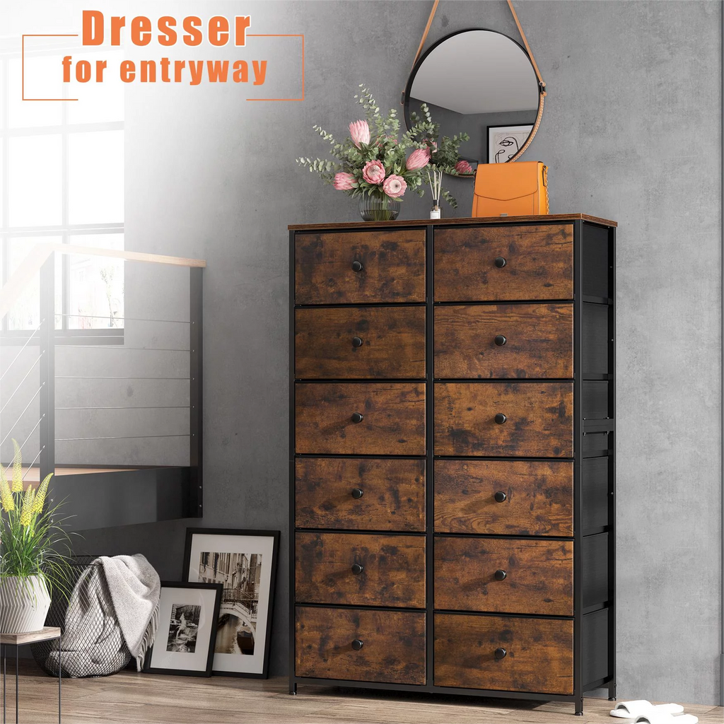 Set of 2 12 Drawer Fabric Dresser Z1924