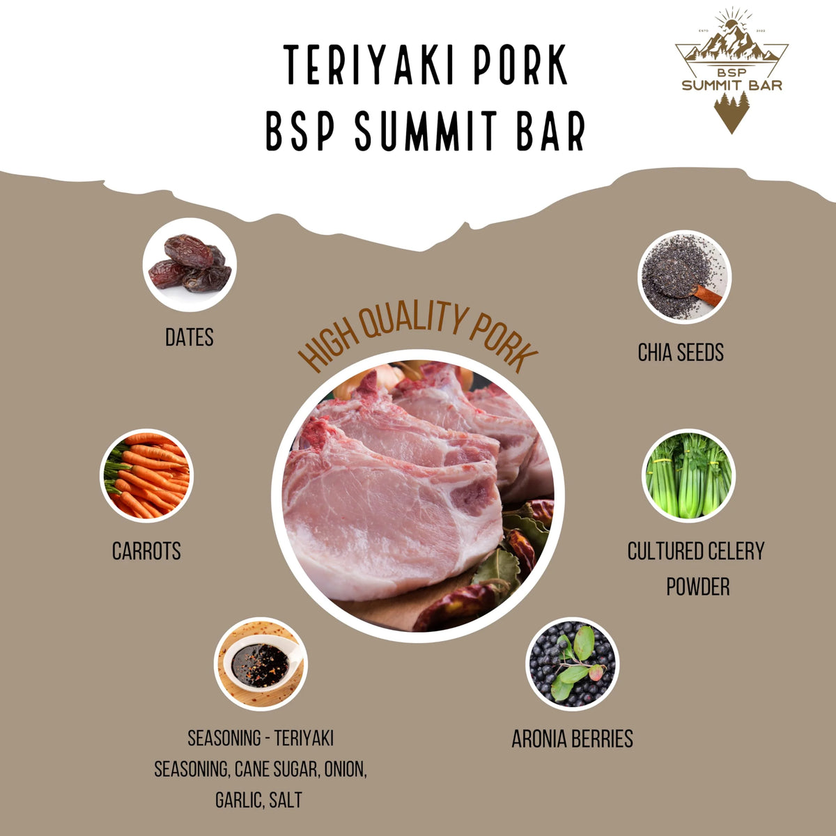 High Protein Teriyaki Pork Meat Bars 5 Pack D9088