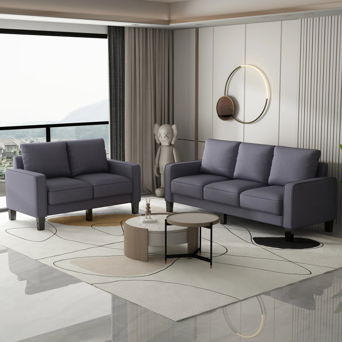 Dark Grey Fabric 2+3 Seat Sofa I787676