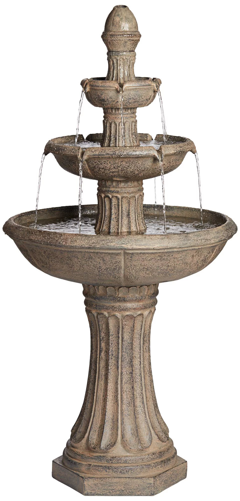 3 Tier Basin Outdoor Floor Water Fountain with LED Light 46" Y969827