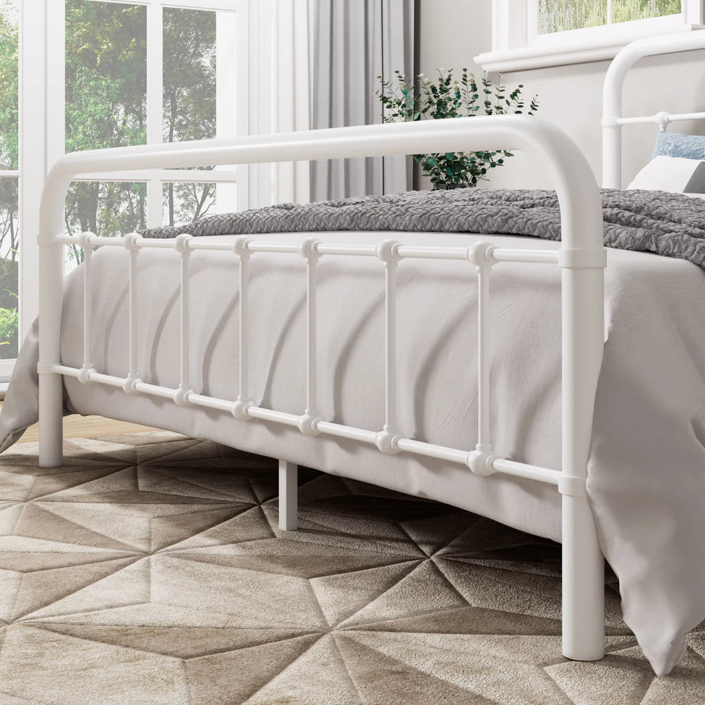 Queen Size Black Metal Platform Bed Frame with Headboard and Footboard T519144