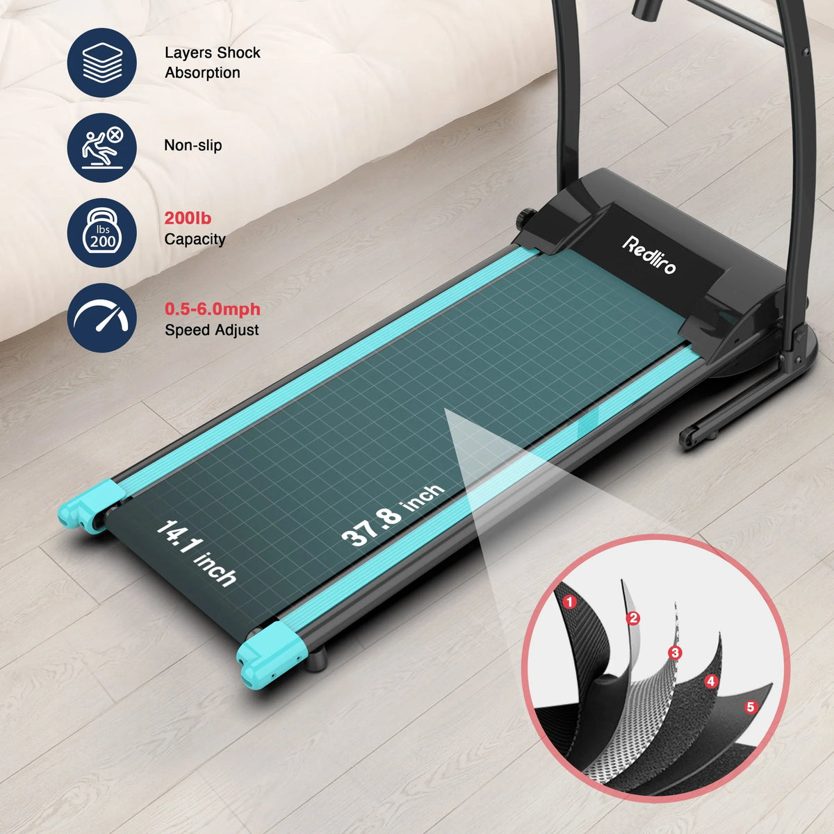 Portable Folding Treadmill Incline Electric Walking Running Machine V367005