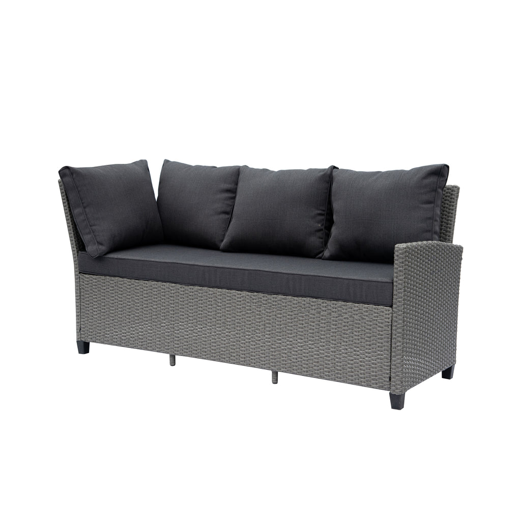 Outdoor Wicker Patio Sectional Sofa & Ottoman Set with Table X6021