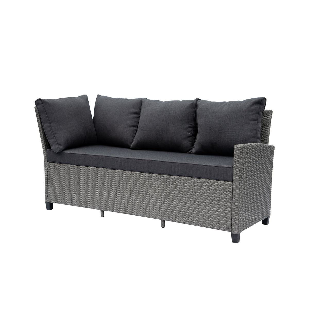 Outdoor Wicker Patio Sectional Sofa & Ottoman Set with Table X6021
