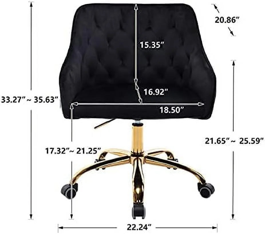 Velvet Swivel Task Chair with Adjustable Height H6166