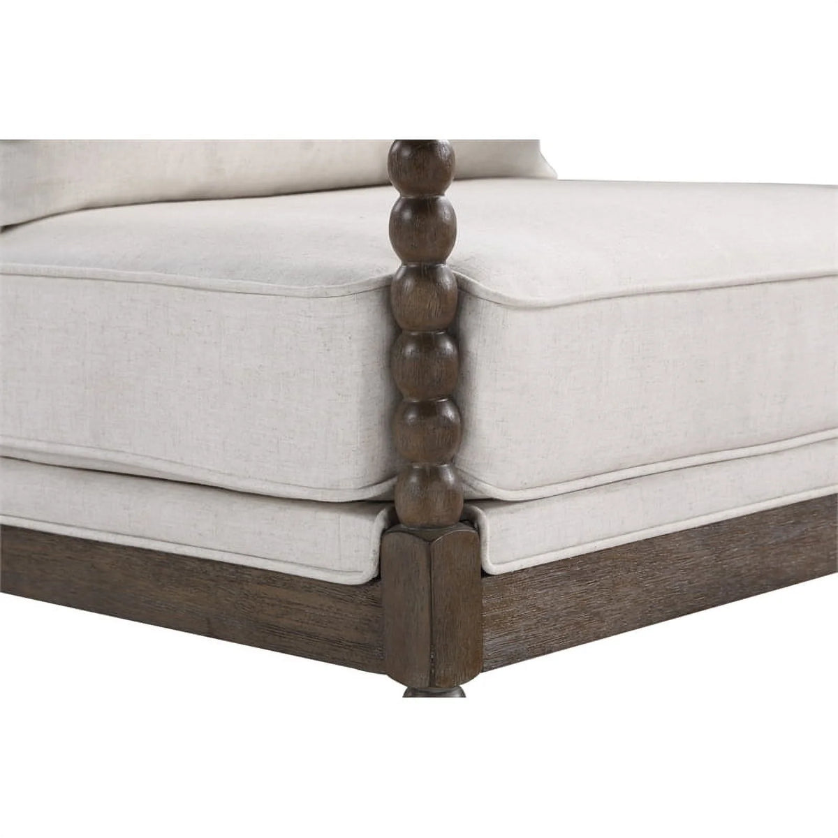 2 Piece Linen Fabric Spindle Chair Set with Wood Frame in Beige F135245