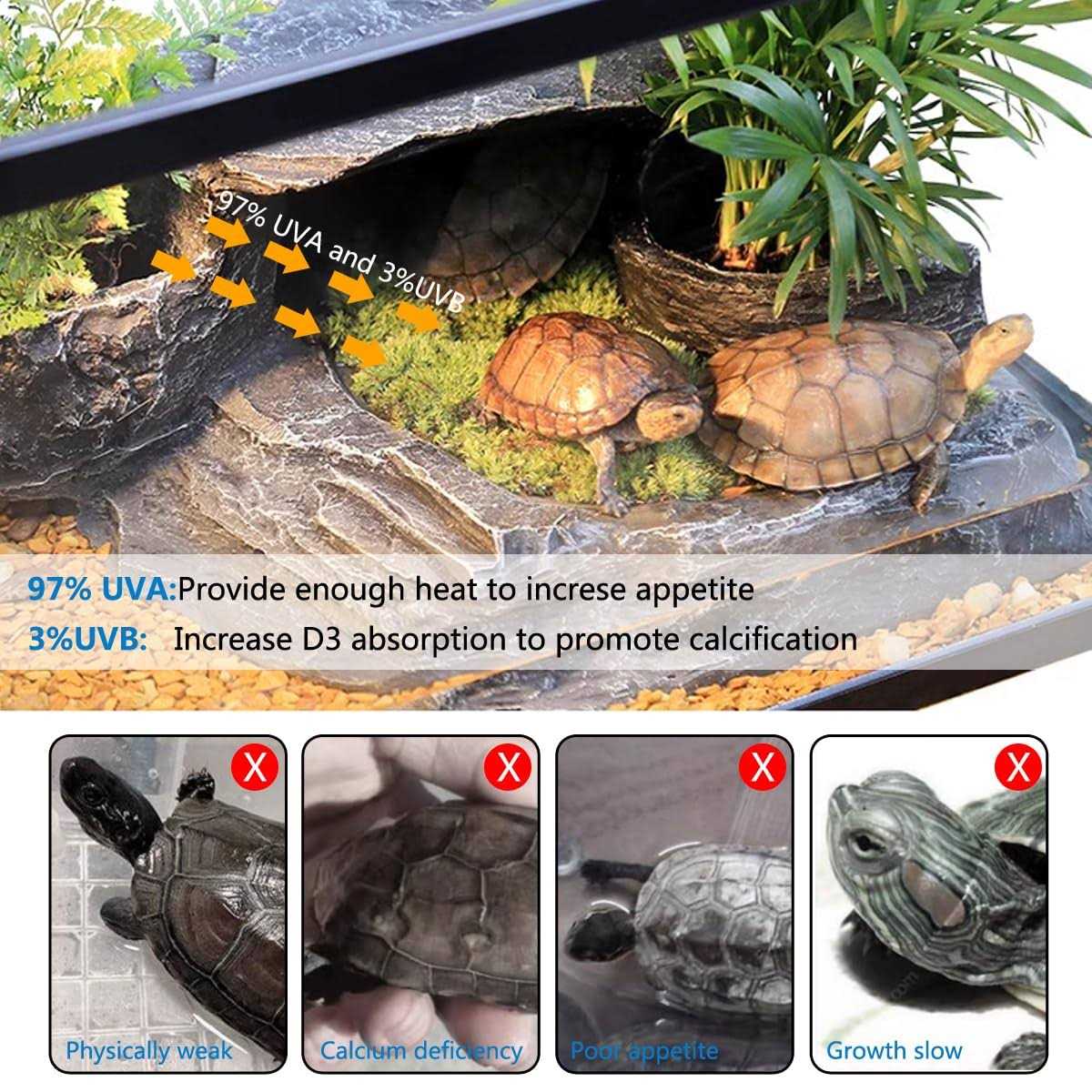 Reptile Heat Lamp with 50W UVA UVB Light Bulb L80894