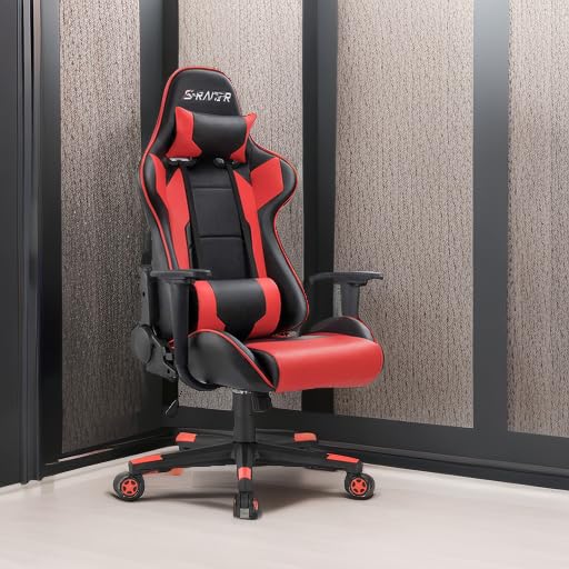 White Ergonomic Leather Gaming Chair with Headrest and Lumbar Support E632568