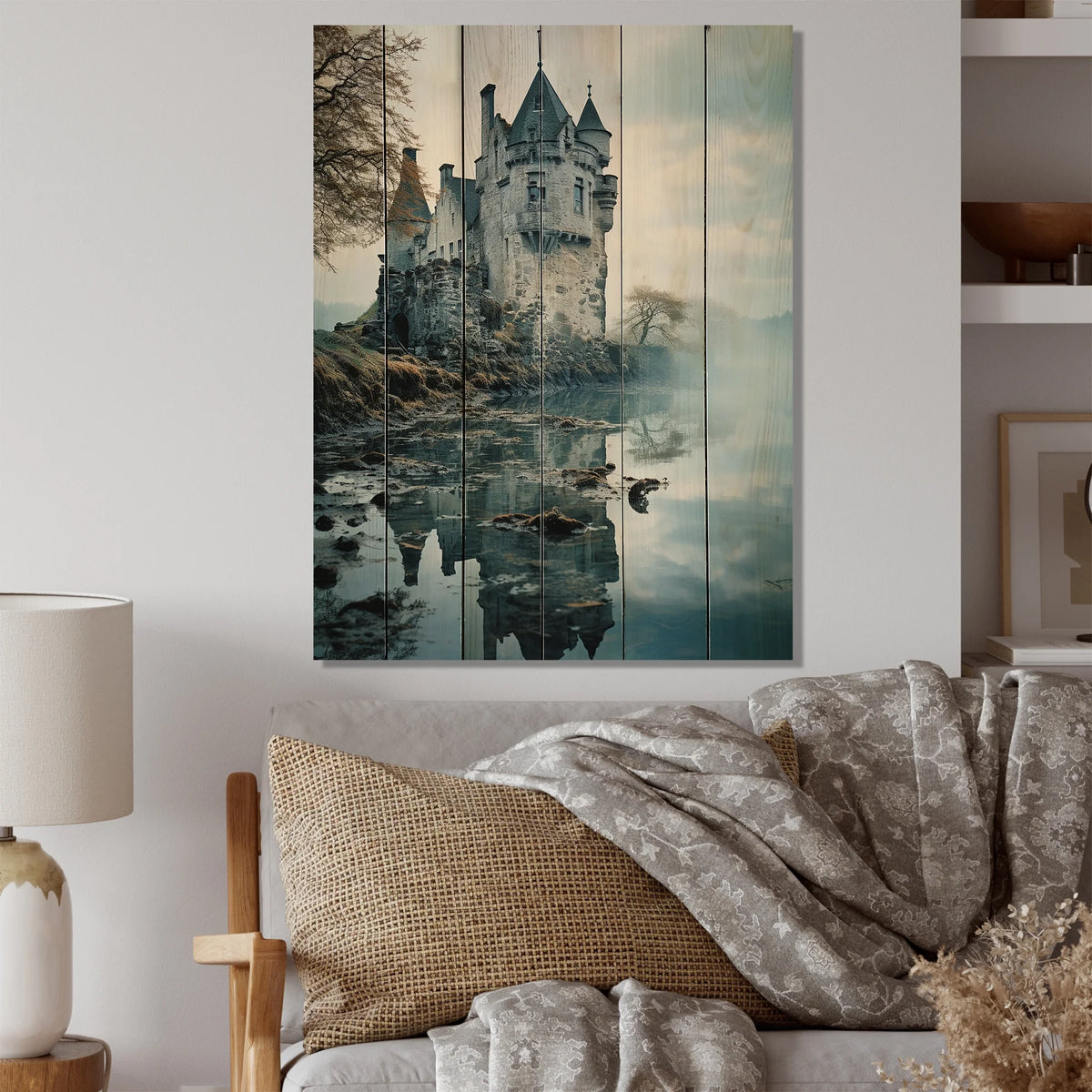 Natural Pine Wood Cityscapes Print D636136