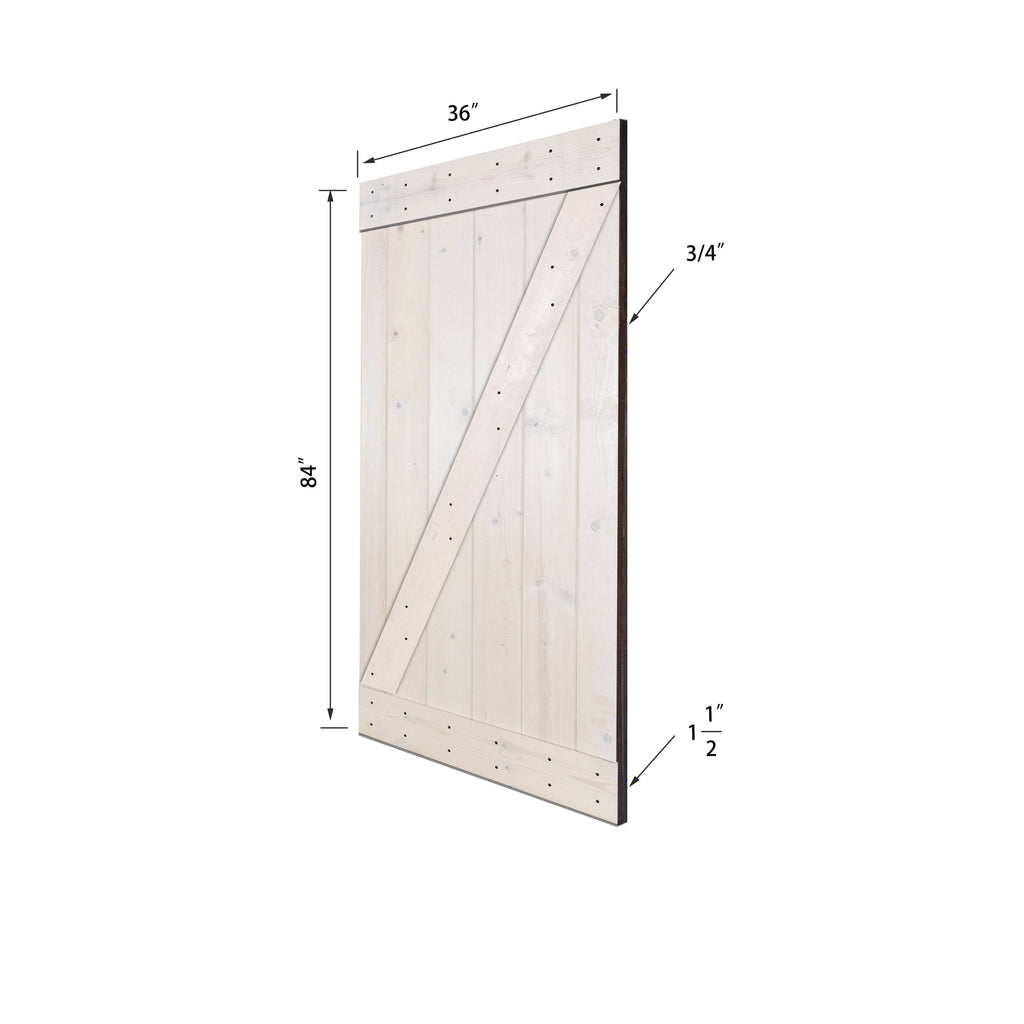 Paneled Wood Barn Door with Installation Hardware Kit X7235