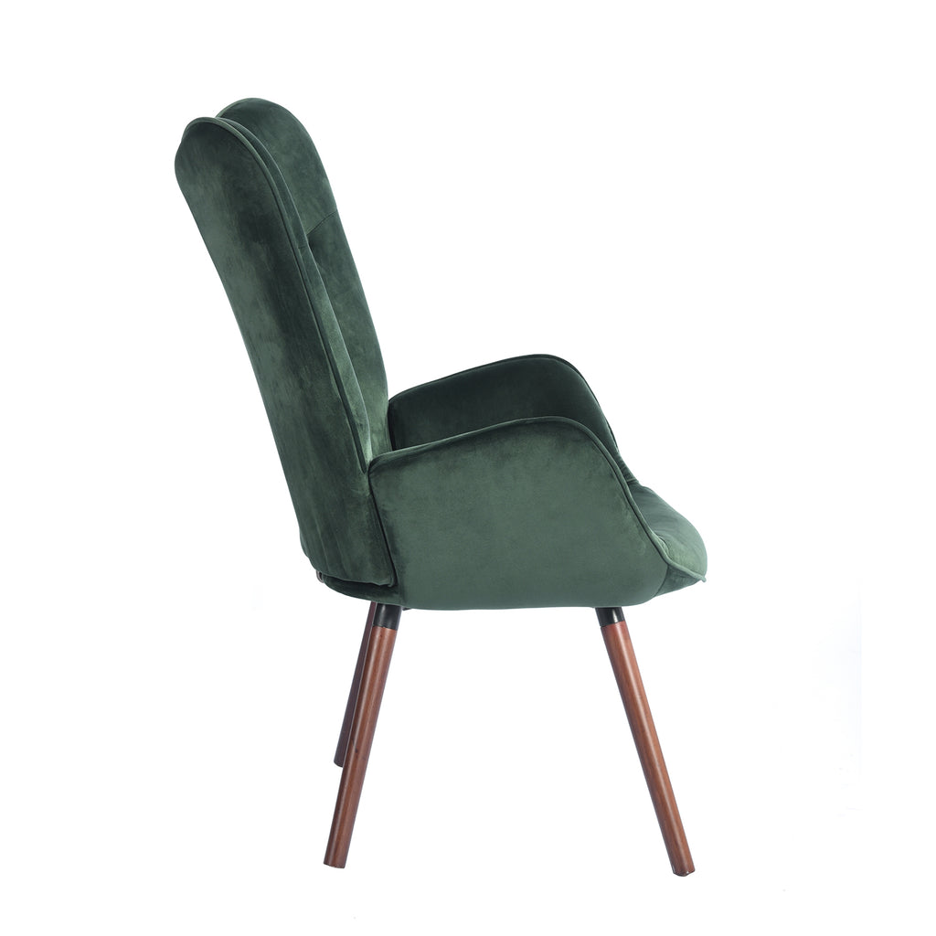 Green Velvet Wingback Accent Chair with Tufted Backrest H134054
