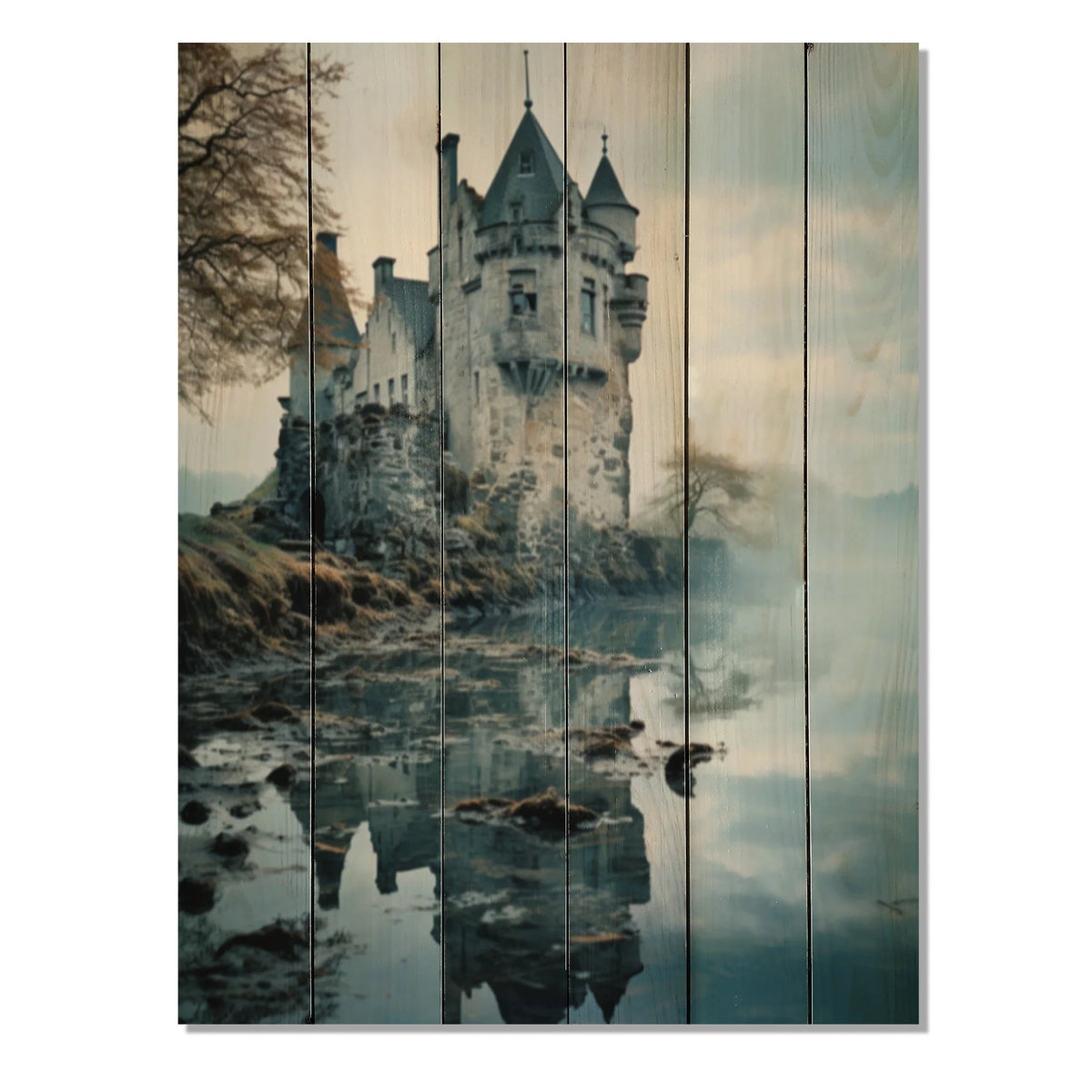 Natural Pine Wood Cityscapes Print D636136