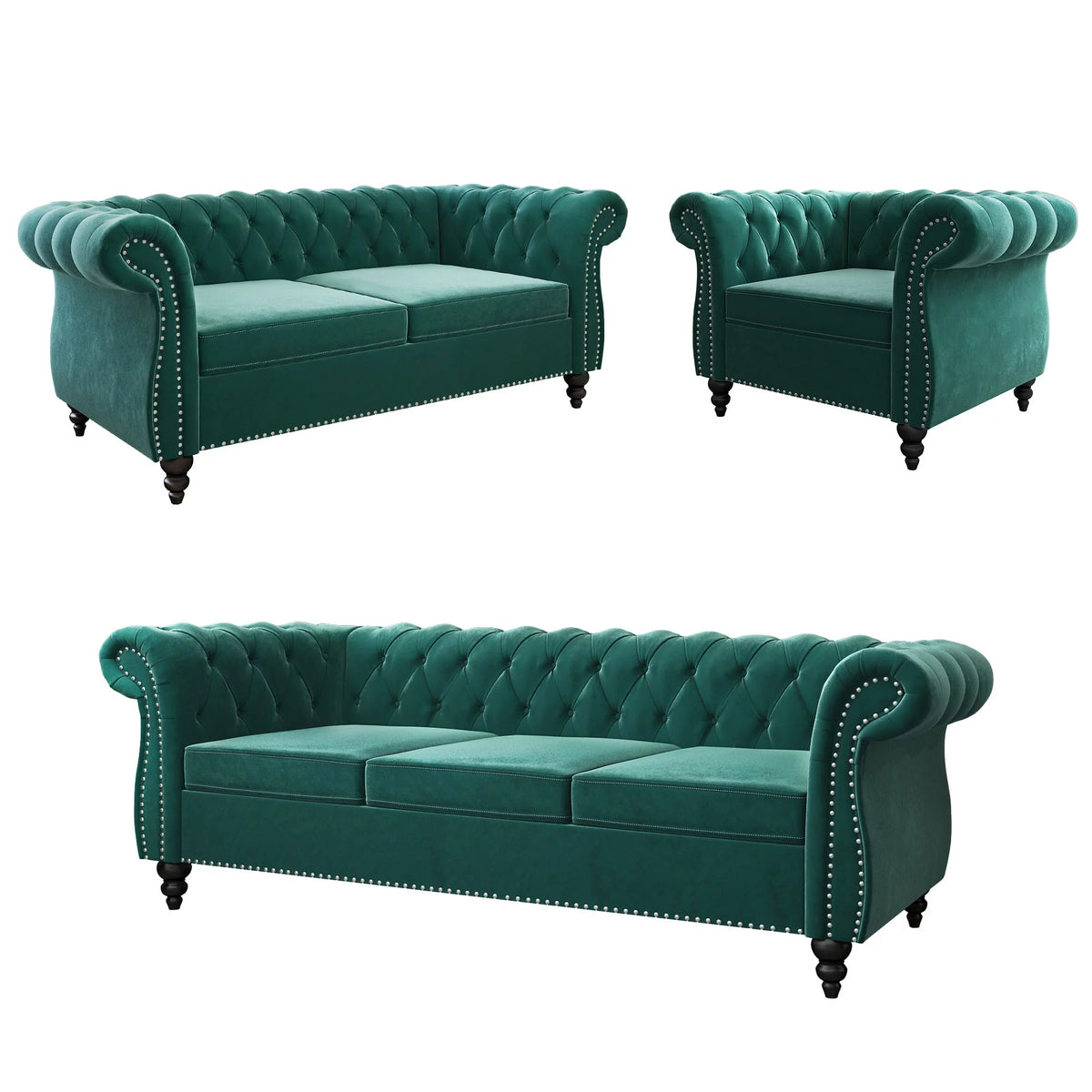 Green 3 Piece Sofa Set A466