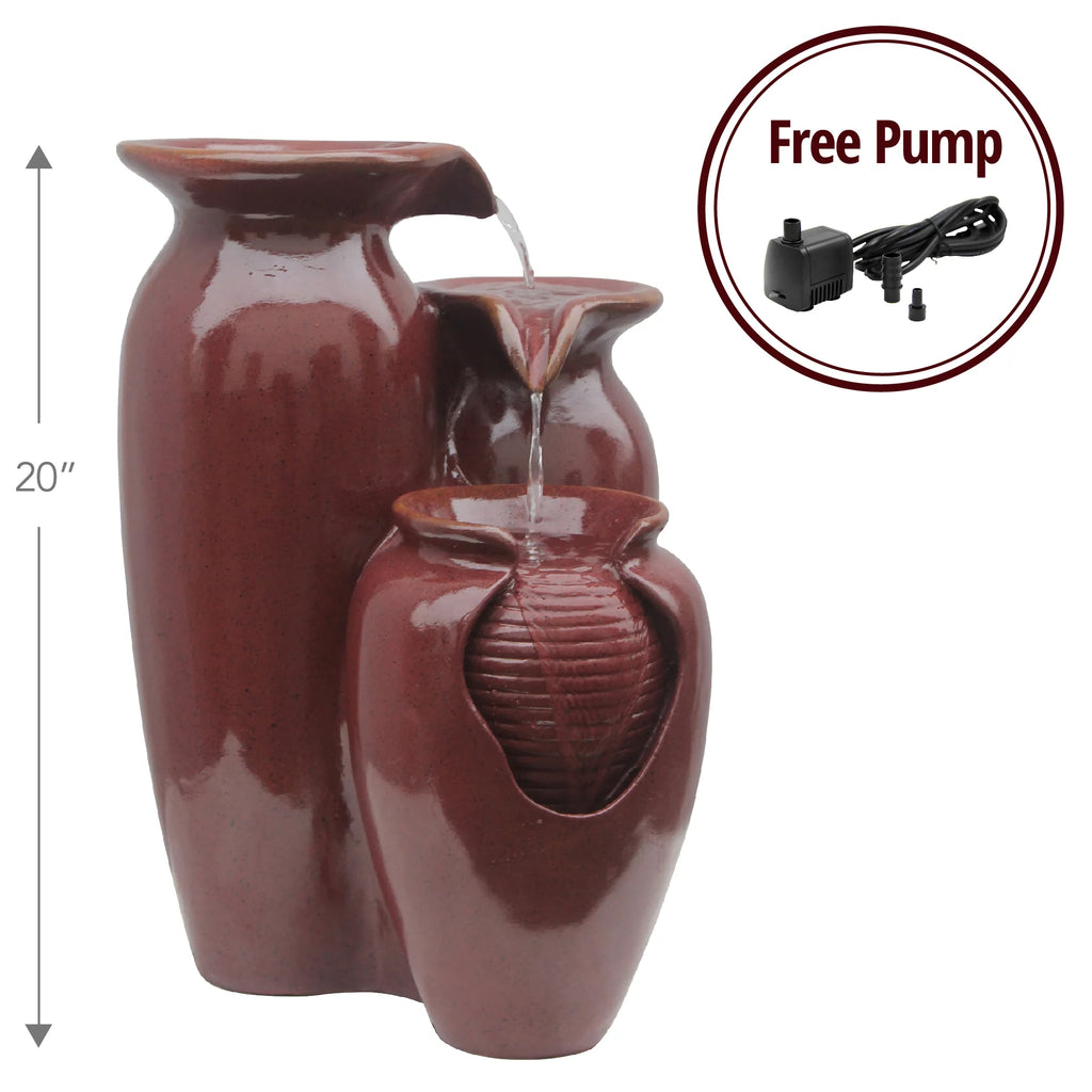 3-Jar Outdoor Polyresin Floor Fountain Q2734