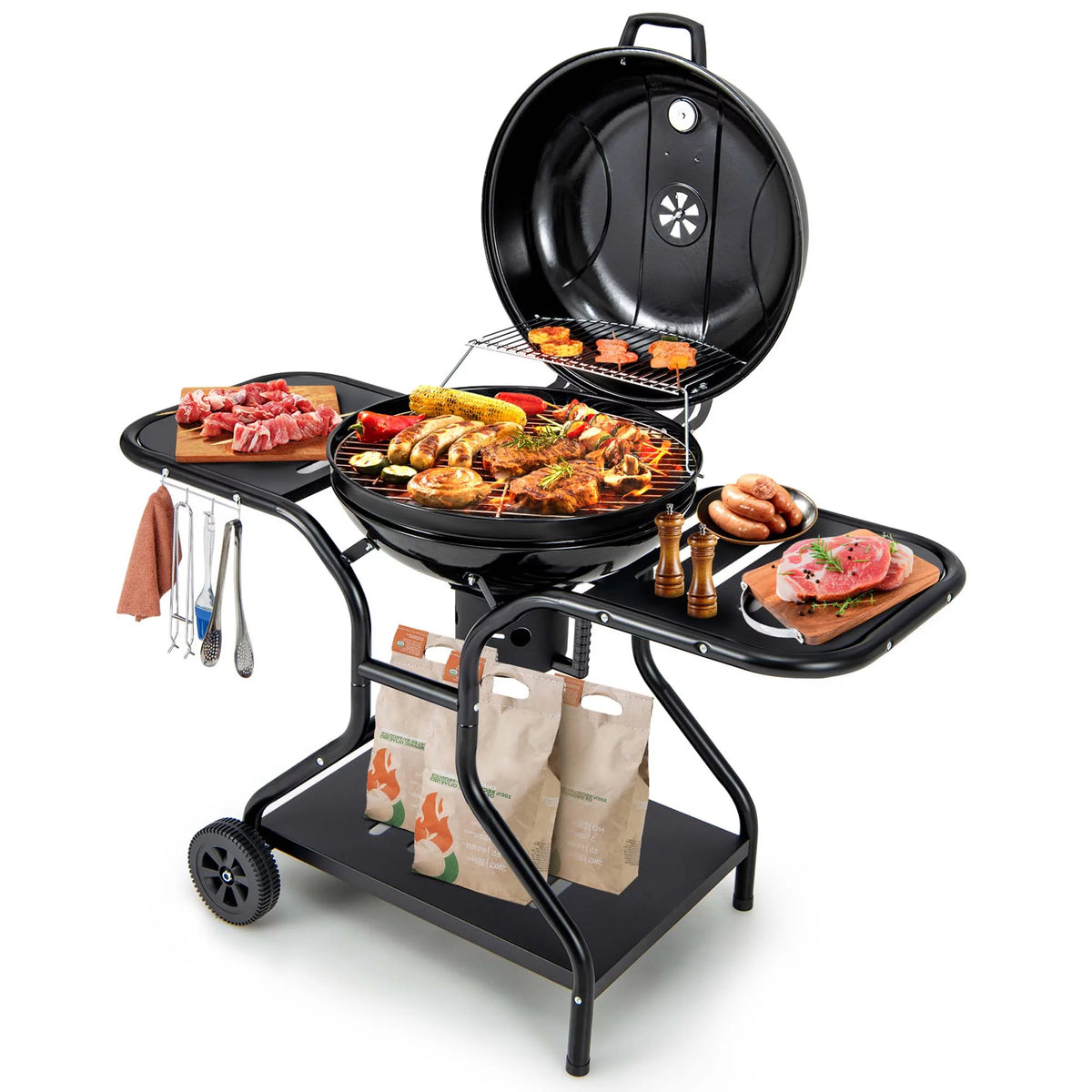 22 inch Charcoal BBQ Grill with Thermometer I51472