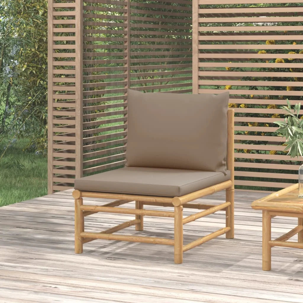 Bamboo Patio Sofa with Taupe Cushions M168