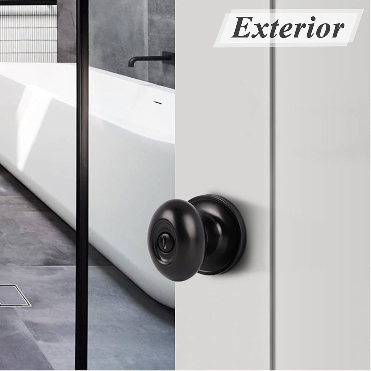 5 Pack Black Door Knobs Privacy Locks U1532