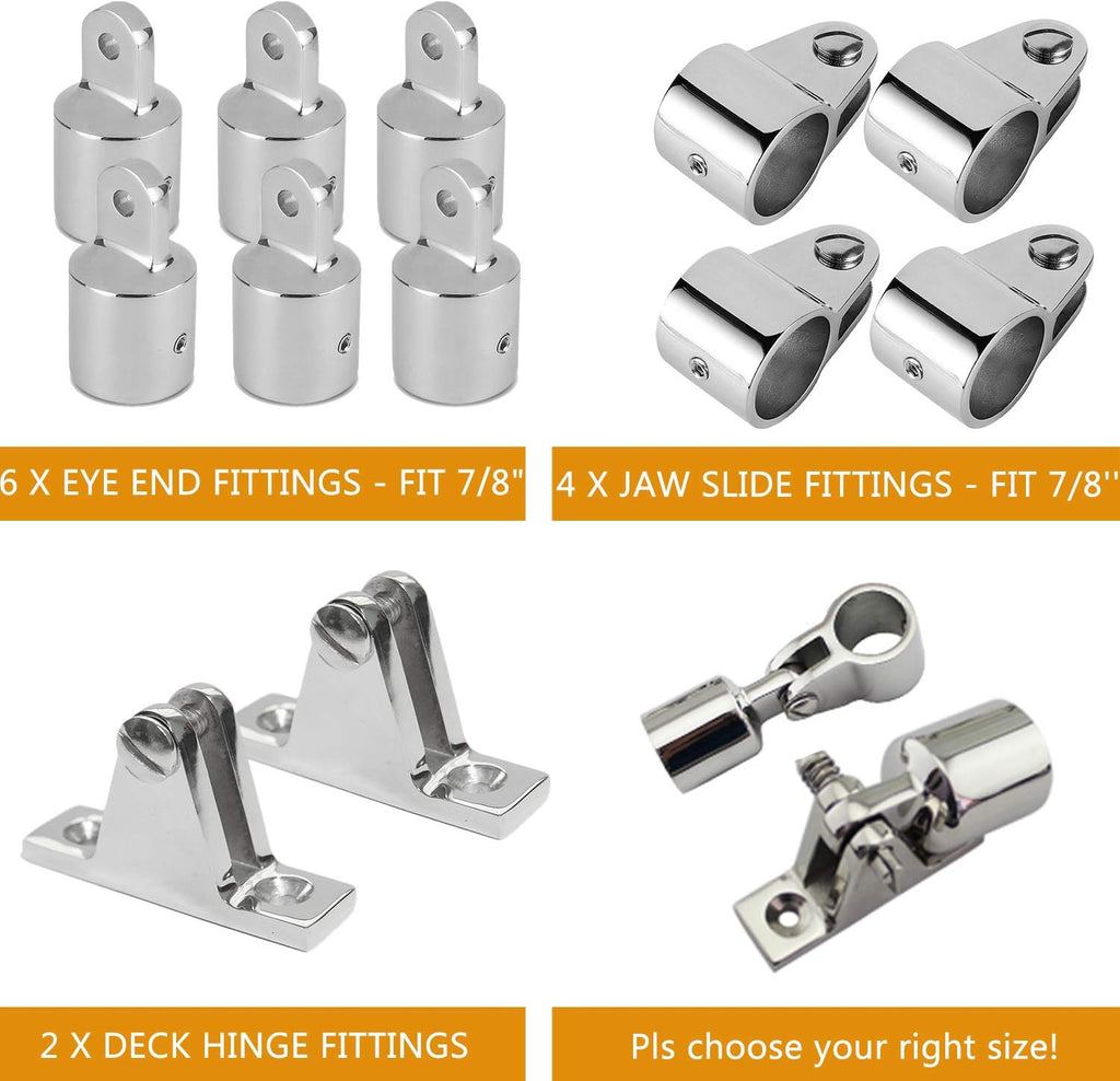 Bimini Top 3-Bow Stainless Steel Boat Hardware 12Set Pack of 2 O976