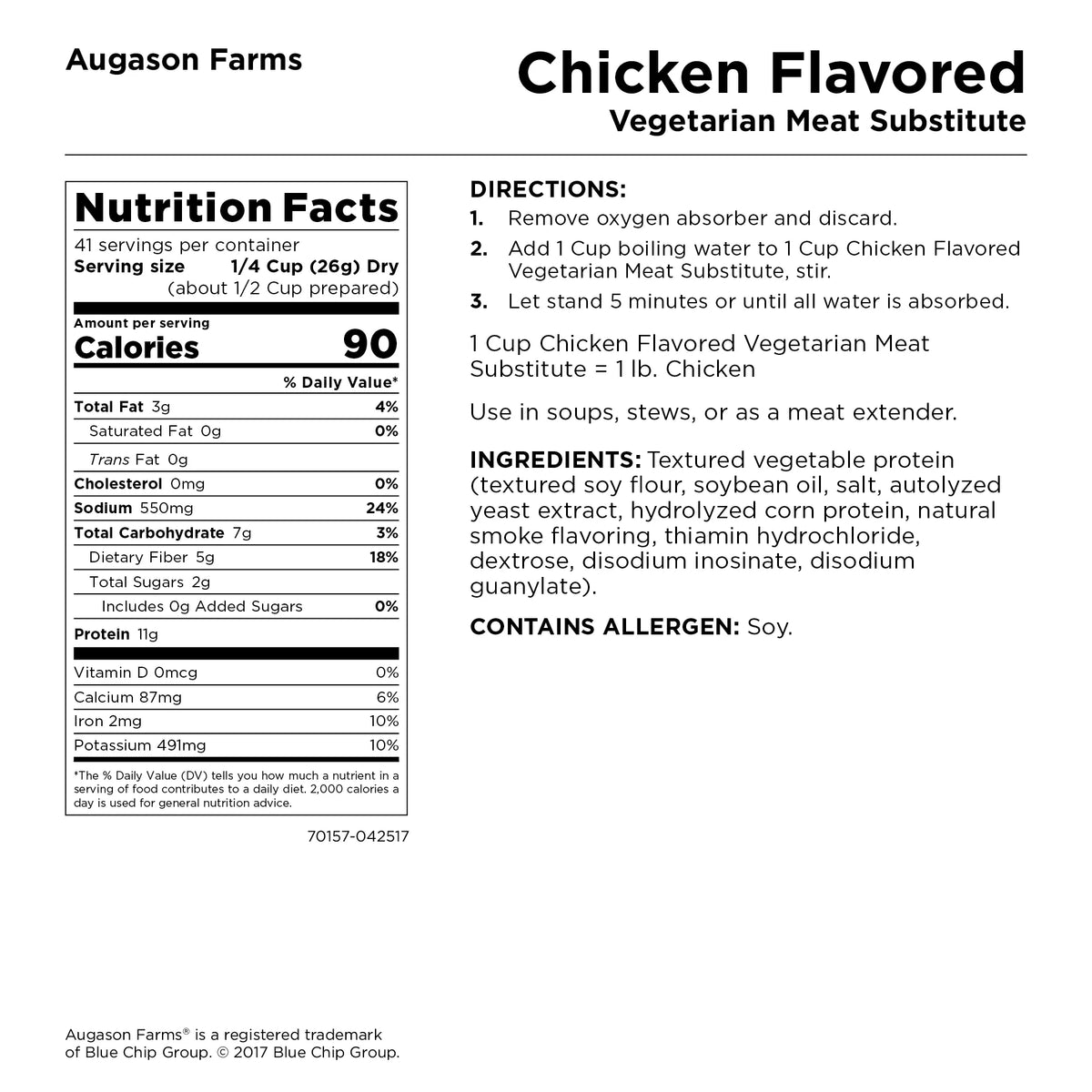 Chicken Flavored Vegetarian Meat Substitute 2 lb 6 oz Can M9242