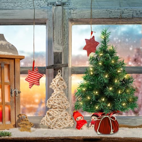 Mini Artificial Christmas Tree 22 Inch with 35 Warm White Lights M32729