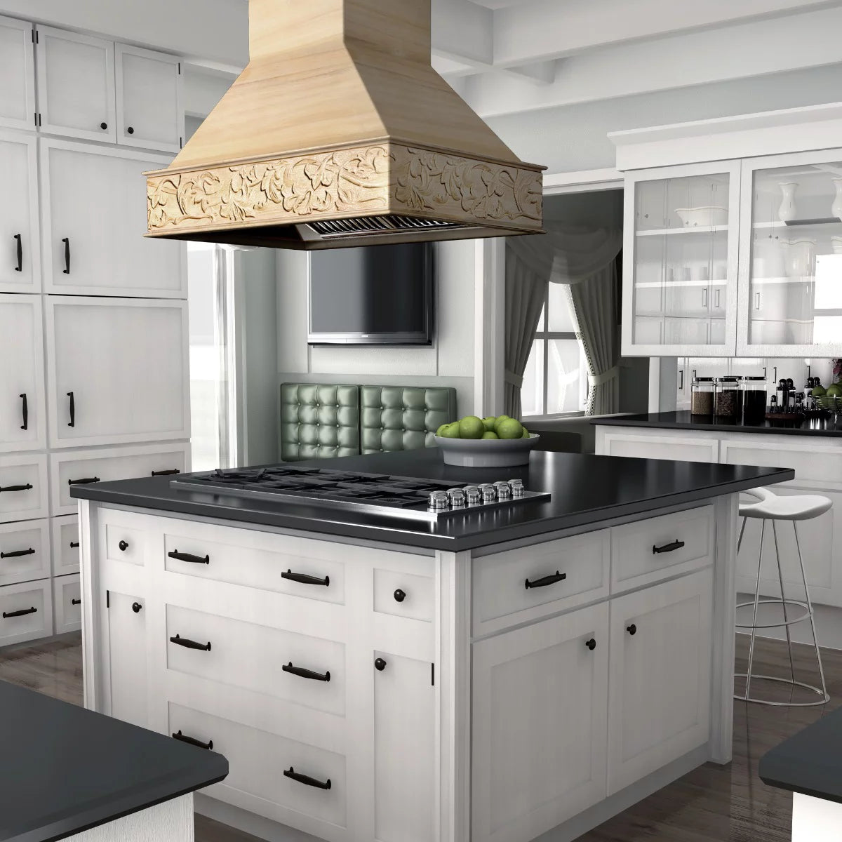 36 in. Unfinished Wooden Island Mount Range Hood V3439