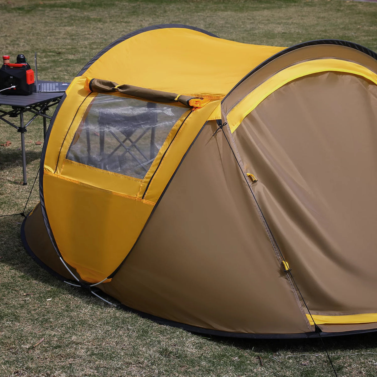 Yellow 3 Person Pop Up Tent with Carry Bag D234