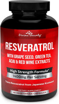 1400mg Resveratrol Supplement with Grape Seed Extract 60 Veggie Capsules M691980