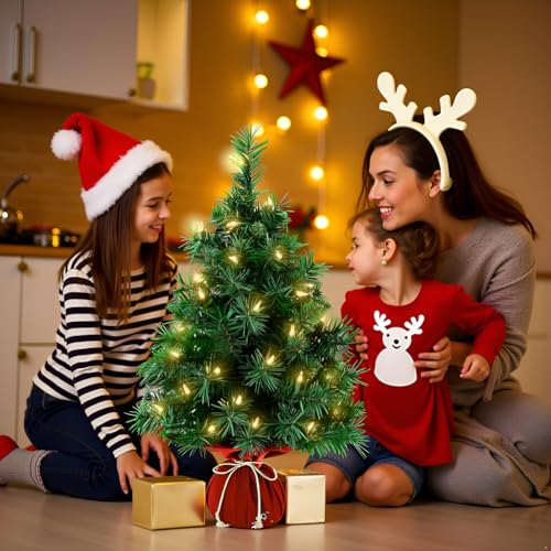 Mini Artificial Christmas Tree 22 Inch with 35 Warm White Lights M32729