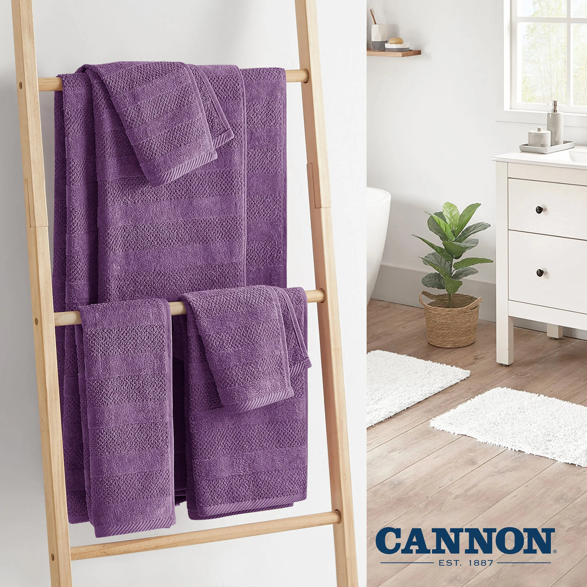 Plum Cotton 2 Pack Bath Towels I85486