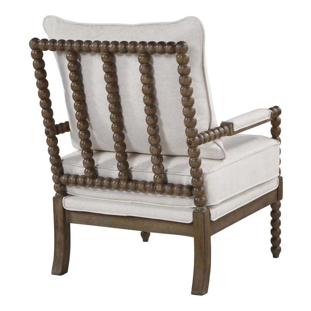 2 Piece Linen Fabric Spindle Chair Set with Wood Frame in Beige F135245