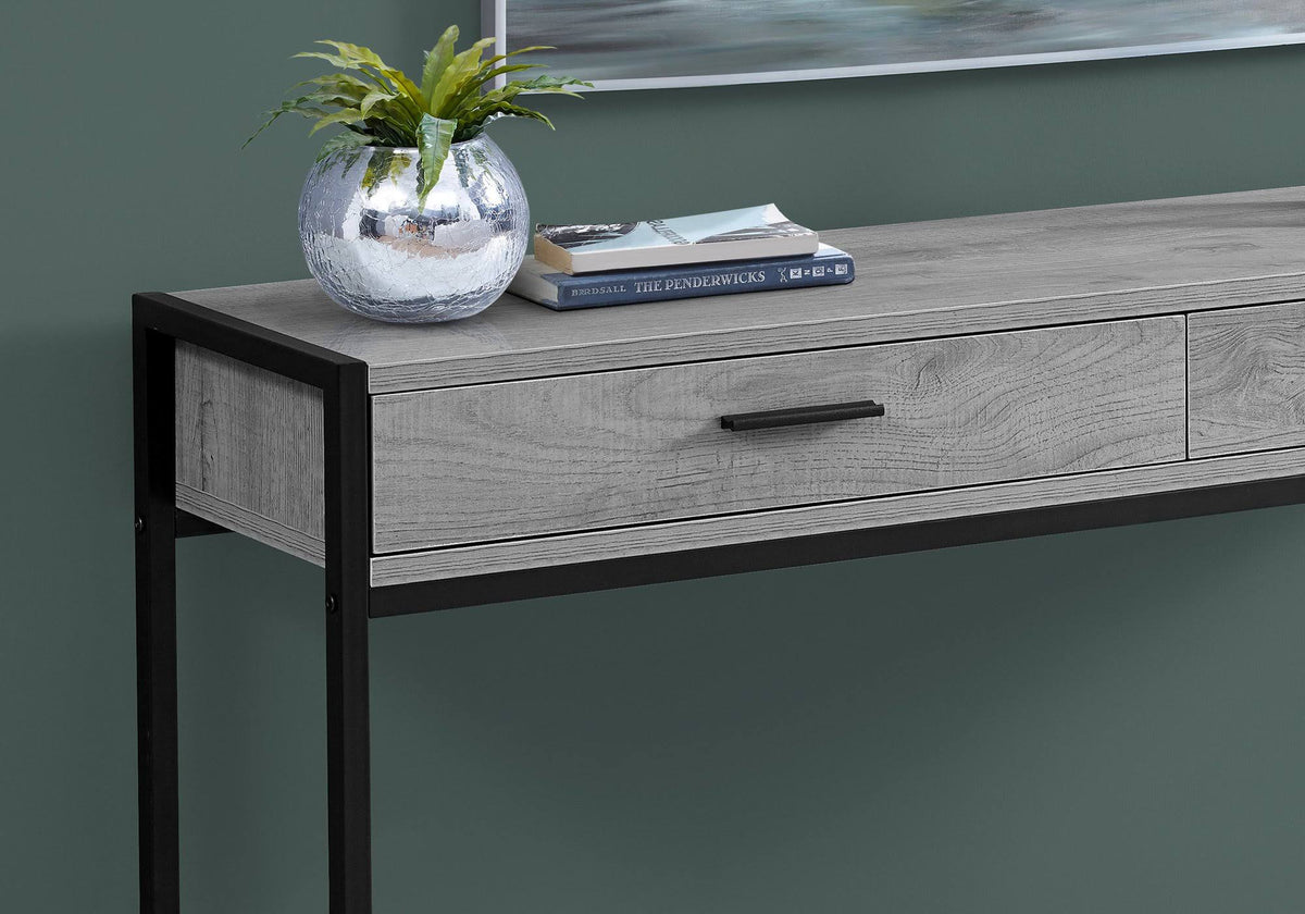 Grey Finish and Black Metal Accent Table Z562350
