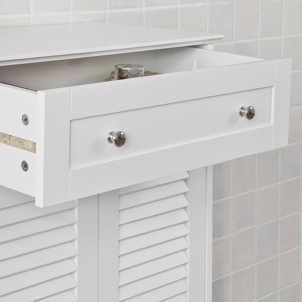 White Bathroom Vanity Set with Drawer and Double Shutter Door V79557