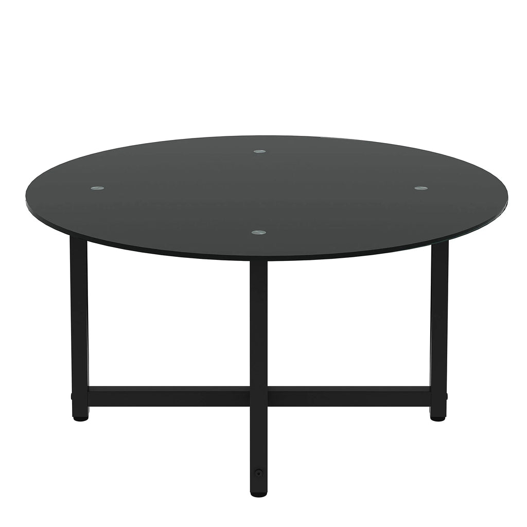 Round Glass Coffee Table with Metal Base Q42437