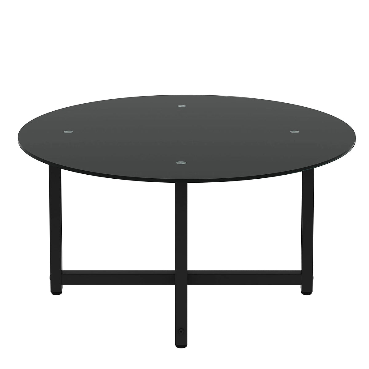 Round Glass Coffee Table with Metal Base Q42437