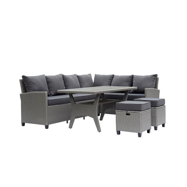 Outdoor Wicker Patio Sectional Sofa & Ottoman Set with Table X6021