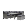 Outdoor Wicker Patio Sectional Sofa & Ottoman Set with Table X6021