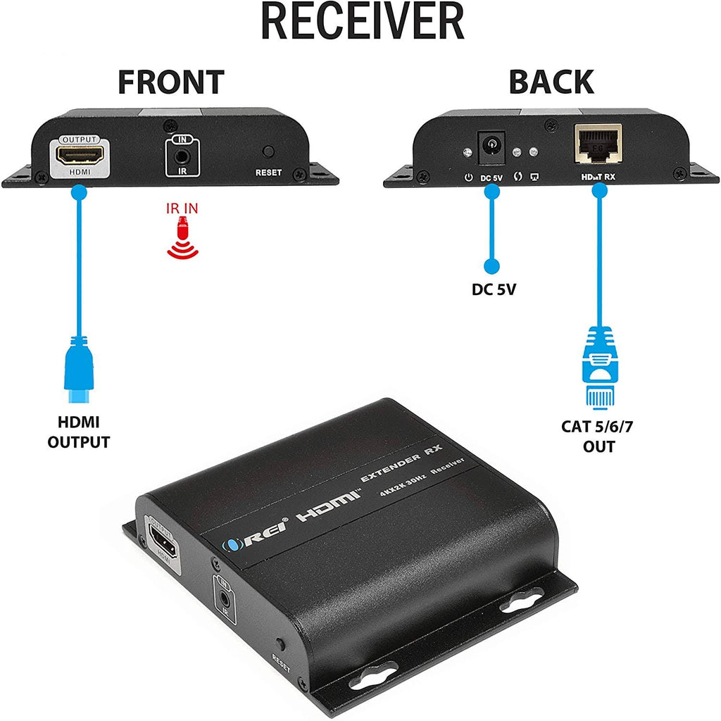 4K 1x8 HDMI Extender Splitter over Single Cable CAT5e/6/7 with IR Remote D4052