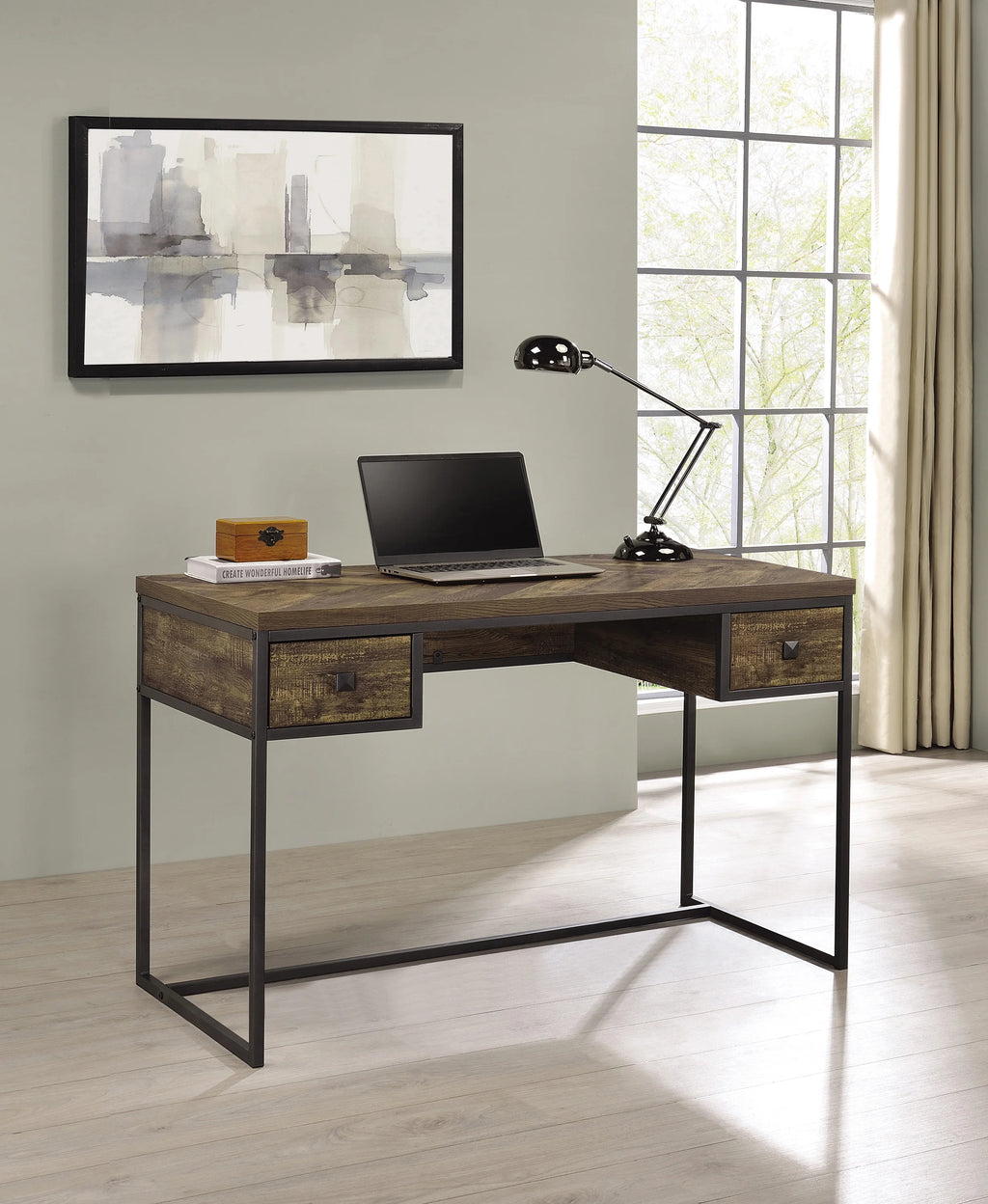 Rustic Oak 2-Drawer Writing Desk V57794