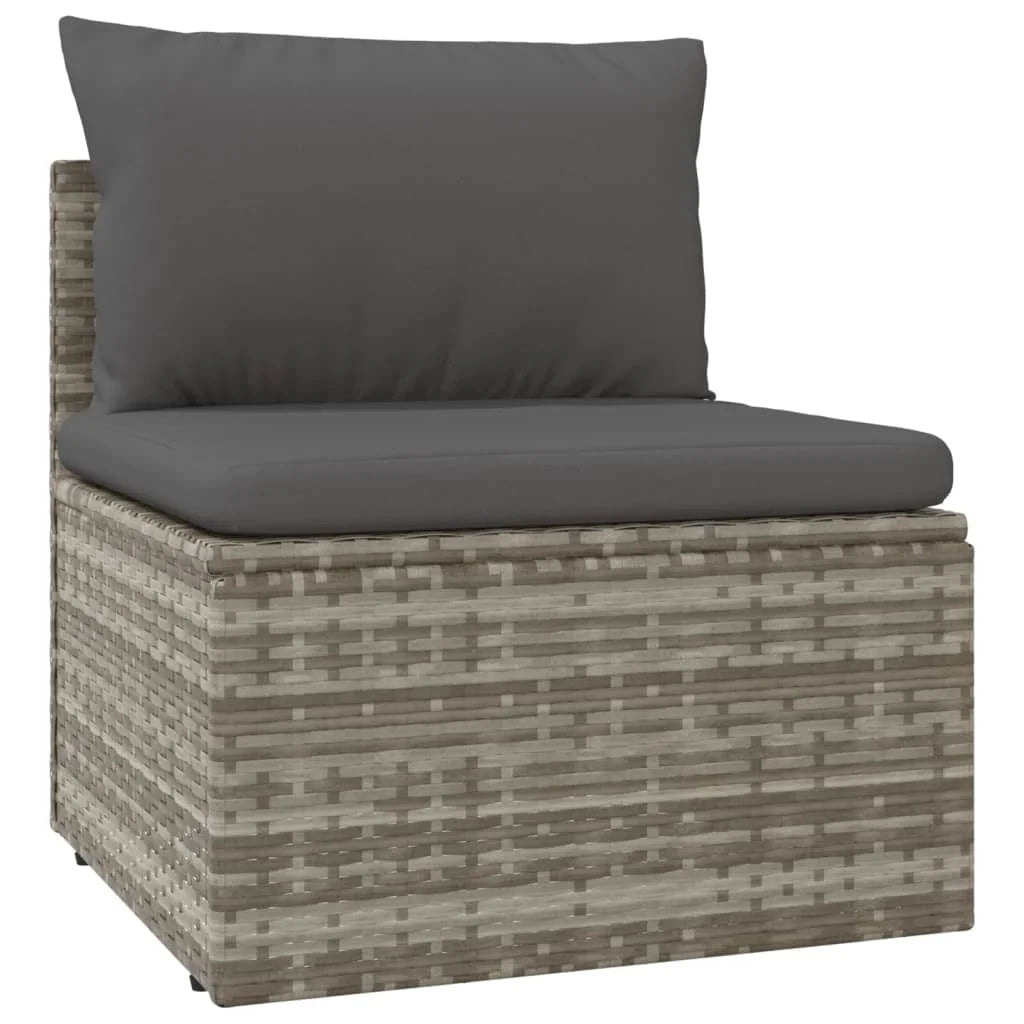 8 Piece Patio Set with Cushions Gray Poly Rattan U794821