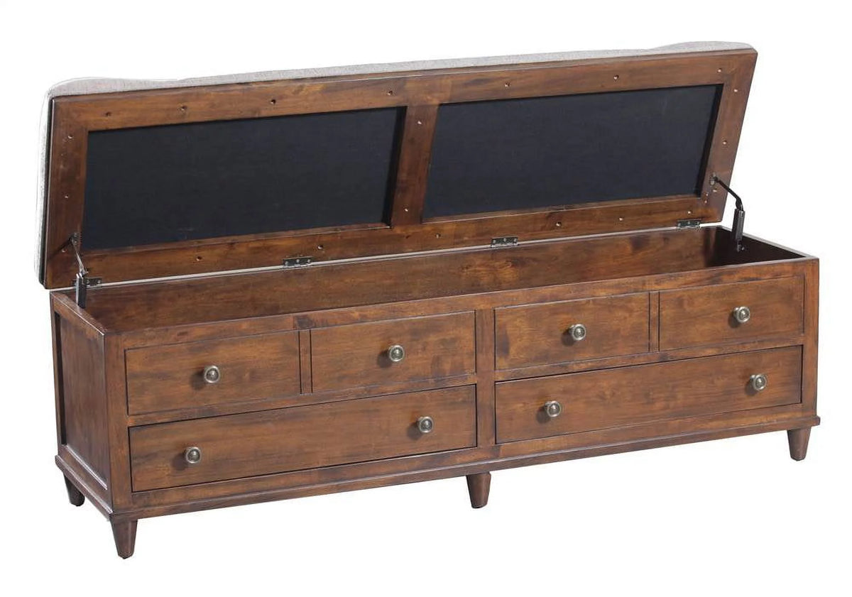 Rustic Padded Top Indoor Storage Bench W58189
