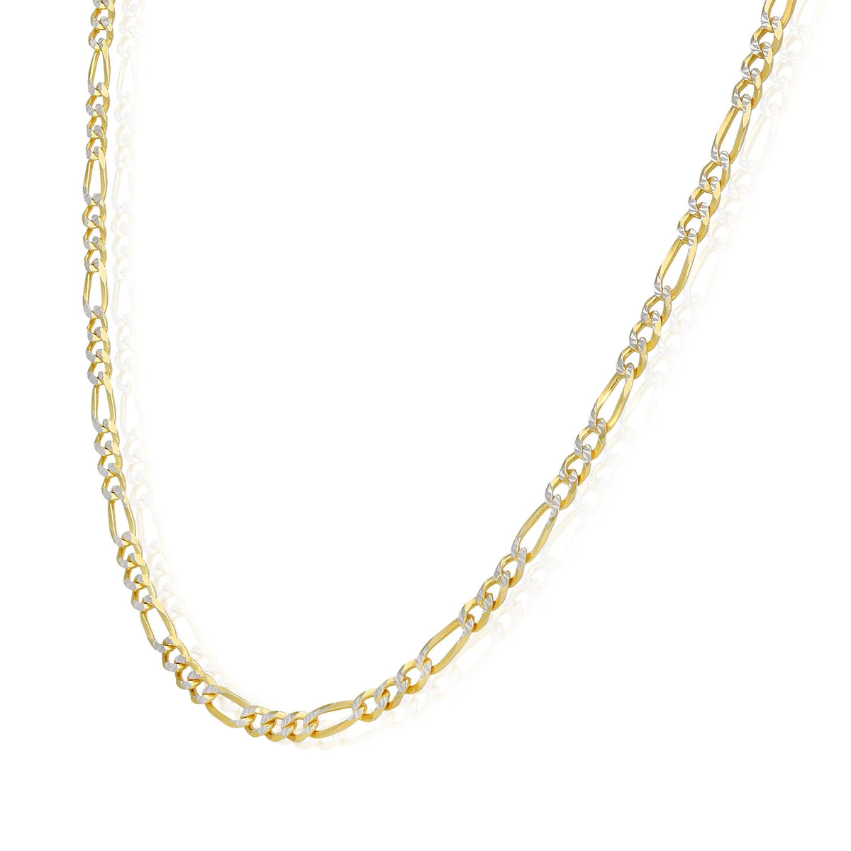 18K Gold Over Silver Diamond-Cut Figaro Chain Necklace W227