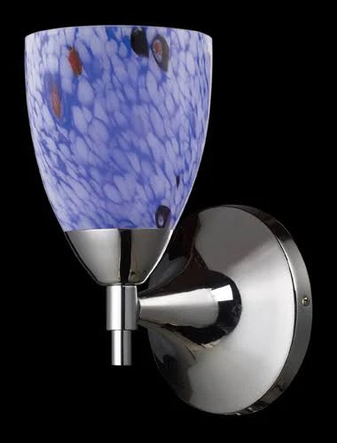 Polished Chrome 1-Light Sconce with Blue Glass N294337