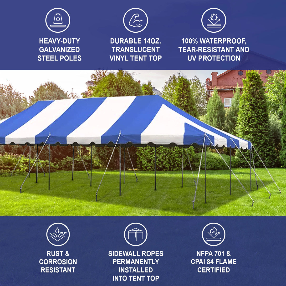 Blue 20 ft x 40 ft Outdoor Canopy Pole Tent Y931457