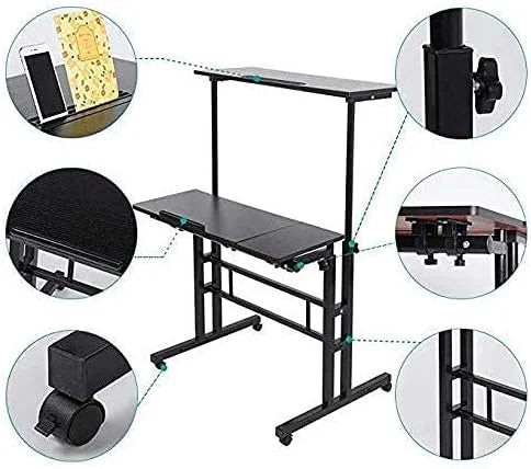 Standing Desk Rolling Height Adjustable Workstation Y4607
