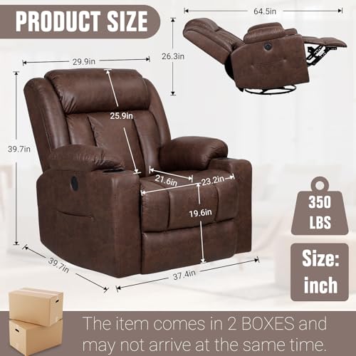 Brown Massage Rocking Recliner Chair with Heat and USB E950033