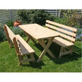 Cedar 5 ft. Cross Legged Picnic Table with 2 Backed Benches D55784