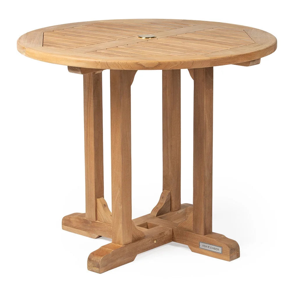 Grade A Teak 35" Round Solid Wood Dining Table with Umbrella Hole N984
