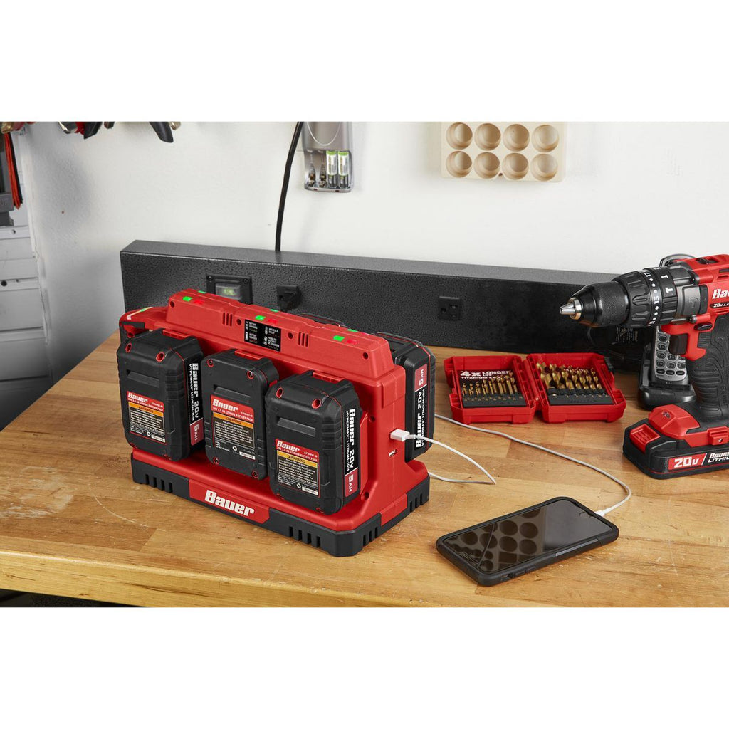 20V 6-Port Sequential Charger with Dual USB Ports F1920