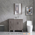 36" Light Brown Wood Bathroom Vanity with Ceramic Sink and Drawers P3750