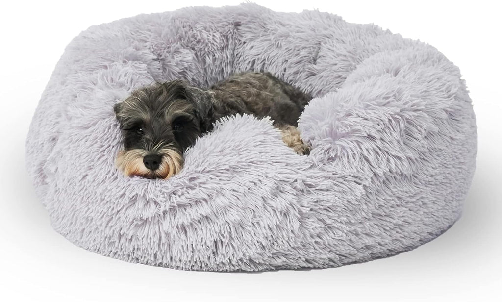 Round Donut Fluffy Pet Bed, Anti-Slip Bottom, 28 inch, Pack of 2 F16288